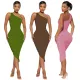 Sexy and fashionable threaded diagonal shoulder dress