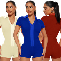 Sexy Fashion Colored Ding Collar Thread Jumpsuit
