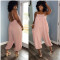Sexy solid color wide truffle back jumpsuit