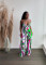 Sexy printed hanging neck open back jumpsuit