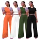 Fashion Off Solid Color Relaxed Wide Leg Two Piece Set