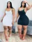 Fashionable printed sleeveless sexy buttock wrap dress