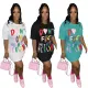 Fashion Casual Letter Print Slim Fit Sexy Dress