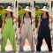 New women's casual solid color wide leg jumpsuit