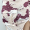 Casual fashion pattern printed skirt hem with split short sleeved skirt set