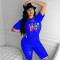 Large Letter Printing Fashion Sports Casual Two Piece Set