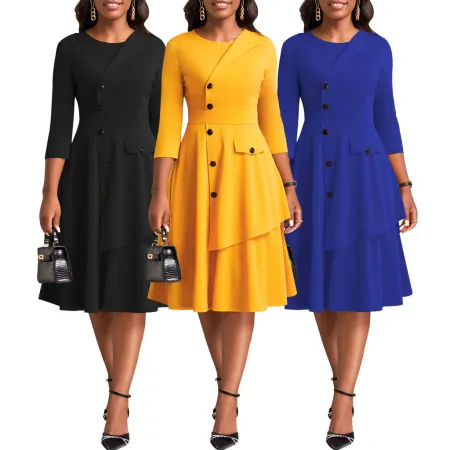 Sexy and fashionable round neck dress