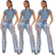 Sexy Oversized Micro Stretch Perforated Micro Flare Jeans