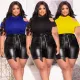 Fashion Oversized Off Shoulder Top Sexy Wrap Hip Leather Pants Set