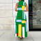 Fashionable digital printed sleeveless V-neck dress