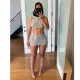 Summer New Knitted Hooded Short Sleeve Set