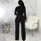 Sexy and fashionable V-neck high elastic bright silk jumpsuit