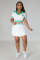 Fashion Knitted Elastic Sports 100% Fold Skirt Sweater Short Set