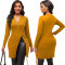 Sexy and fashionable retro solid color long sleeved dress