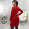Sexy and fashionable retro solid color long sleeved dress