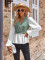 Casual Solid V-Neck Panel Long Sleeve Top