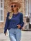 Fashion casual solid color round neck long sleeved patchwork top