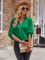 Casual V-neck Solid Loose Curled Long Sleeve Top