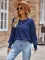Fashion casual solid color round neck long sleeved patchwork top