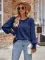 Fashion casual solid color round neck long sleeved patchwork top