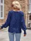 Fashion casual solid color round neck long sleeved patchwork top