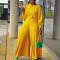 Fashion loose fitting large casual shirt top wide leg pants two-piece set