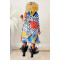 Fashionable printed long sleeved button up mid length dress
