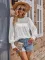 Fashion casual solid color round neck long sleeved patchwork top