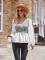 Casual Solid V-Neck Panel Long Sleeve Top