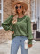 Fashion casual solid color round neck long sleeved patchwork top