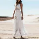 Sexy Lace Holiday Style White Beach Skirt Long Dress