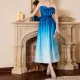 Sexy and Elegant Gradient Color Bra Slim Fit Evening Dress
