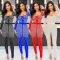 Fashion mesh hot diamond long sleeved jumpsuit