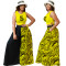 Fashionable large print strap color matching loose two-piece set