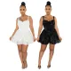 Fashionable suspender lace hem loose fitting jumpsuit