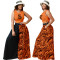 Fashionable large print strap color matching loose two-piece set