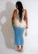 Casual gradient handmade knitted tank top beach skirt