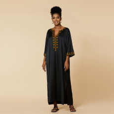 Sexy Beach Silk Fabric Embroidered Robe Holiday Dress