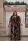 Fashion women's printed V-neck large swing dress