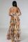 Printed drawstring long dress