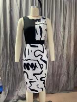 Hot selling printed vest sexy casual dress