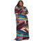 Fashion women's printed V-neck large swing dress