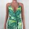 Printed drawstring long dress