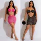 Sexy Large Diamond Wrapped Hip Perspective Dress