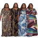 Fashion women's printed V-neck large swing dress