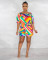Colorful printed one shoulder loose two-piece set