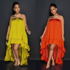 Sexy oversized silk satin bra sleeveless lace dress