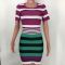 Fashionable women's striped color matching slim fitting buttocks dress