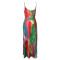 Tie dyed colorful printed loose fitting dress with straps