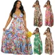 Printed drawstring long dress